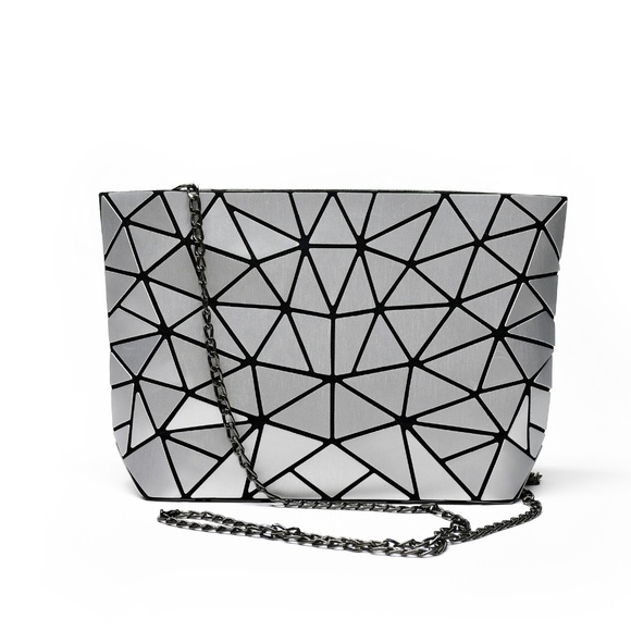 EMILIO PEPE Geo Lucent Wristlet/Shoulder Bag in Silver - Picture 1 of 6